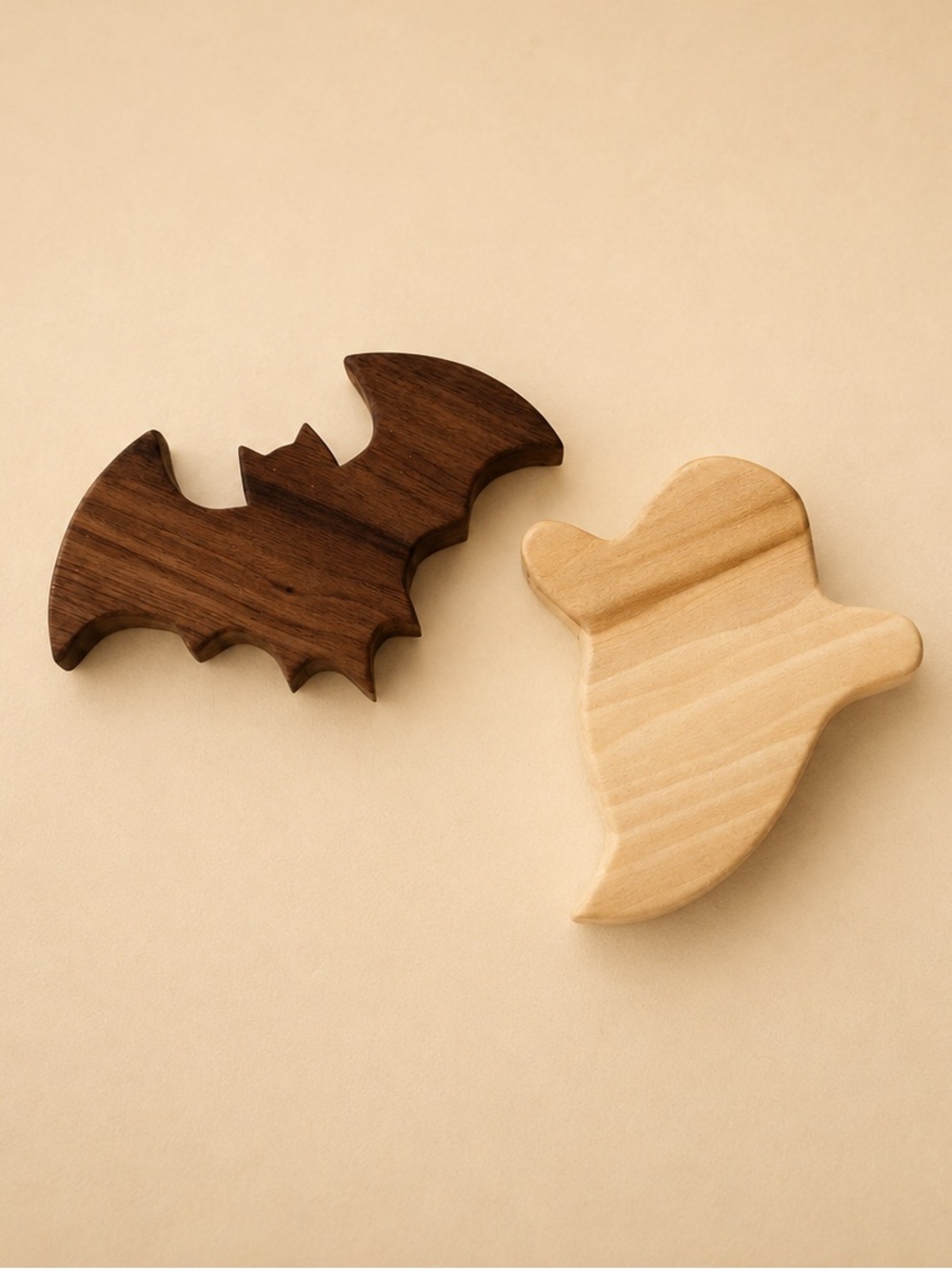 Arkwood Small Shop Wooden Ghost & Bat | Halloween Loose Parts